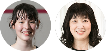 スカッシュ選手のシニア英美里(えみり)さんの顔写真と母・純枝さんの顔写真