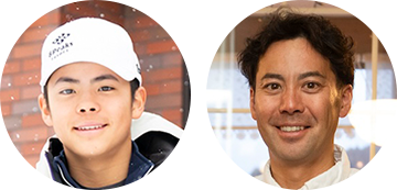 アルペンスキー選手の福井丈（じょう）さんの顔写真と父・五大（ごだい）さんの顔写真