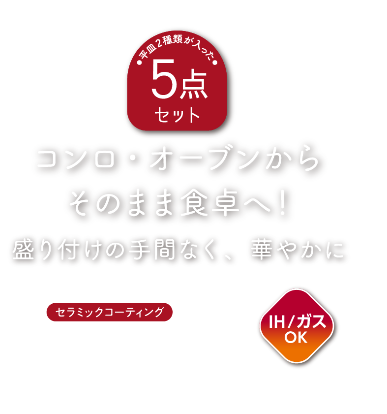 料理もできるお皿5点セットGA／KSG-5Aの画像