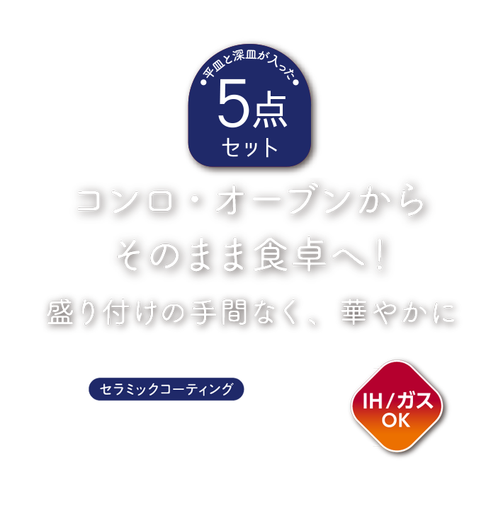 料理もできるお皿5点セットGB／KSG-5Bの画像
