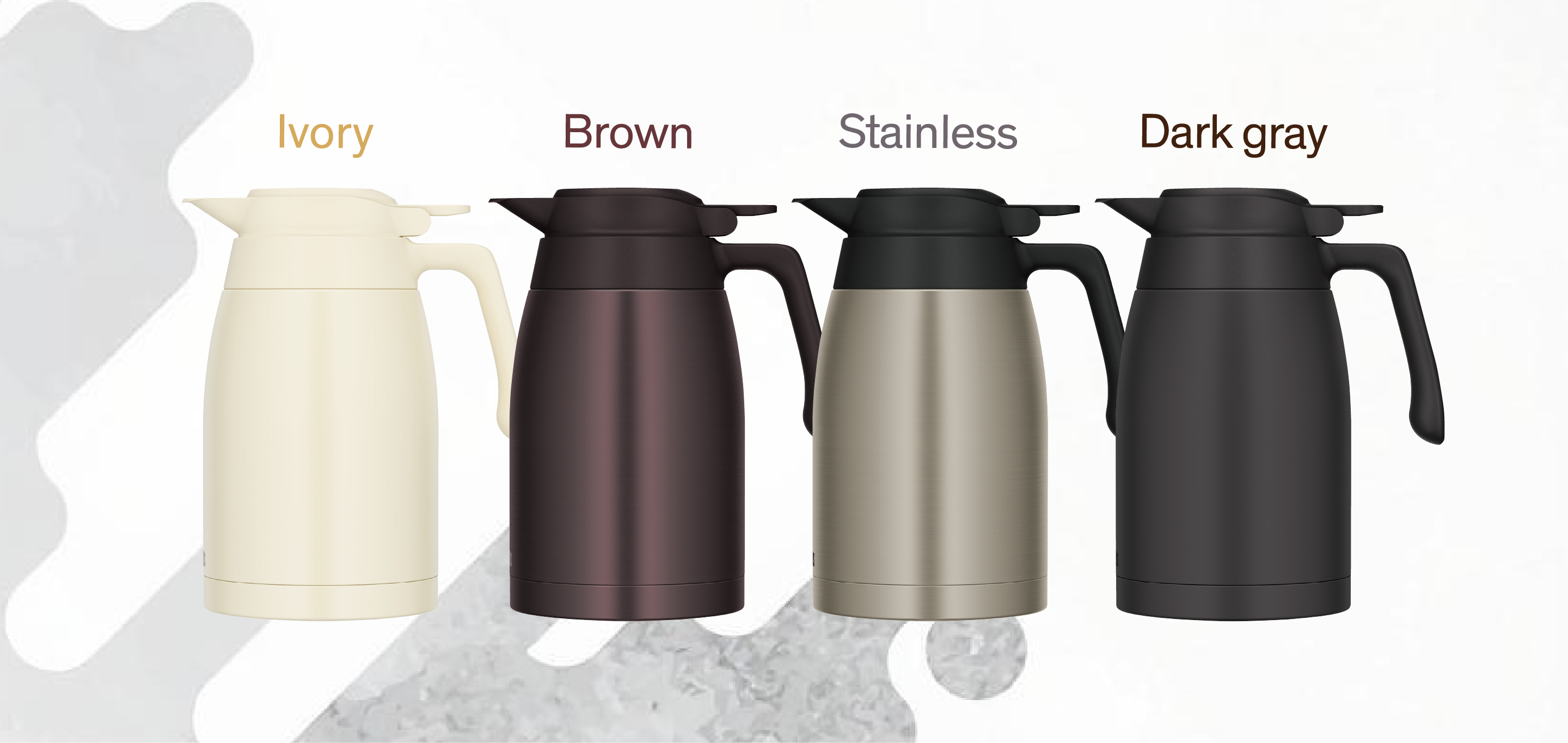 卓上ポットのカラーバリエーションを一覧にした画像