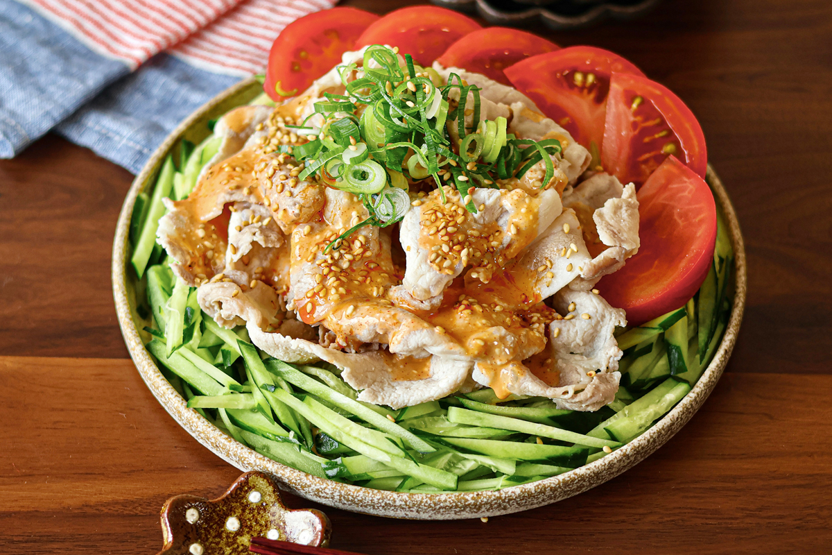 きゅうりとトマトのピリ辛豚しゃぶ