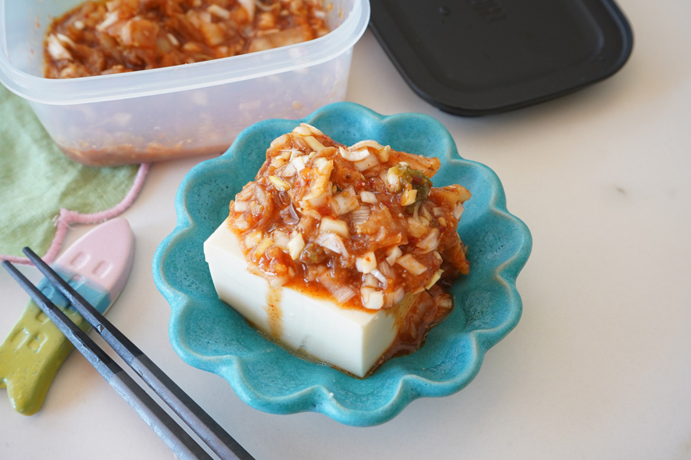 韓国風ごまだれ冷奴盛り付け