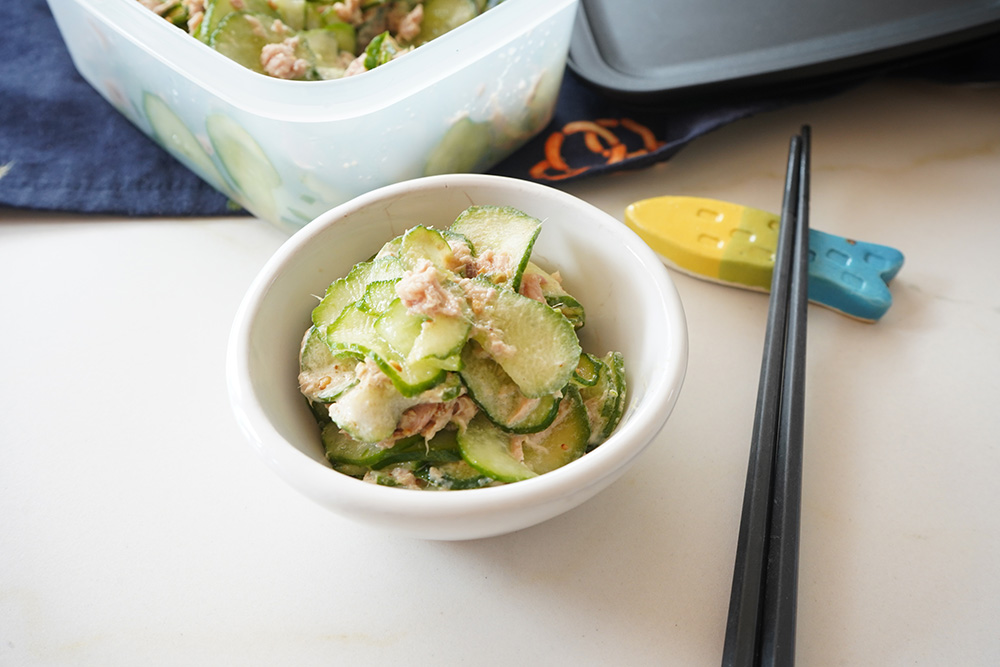 きゅうりとツナのマヨごま和え盛り付け