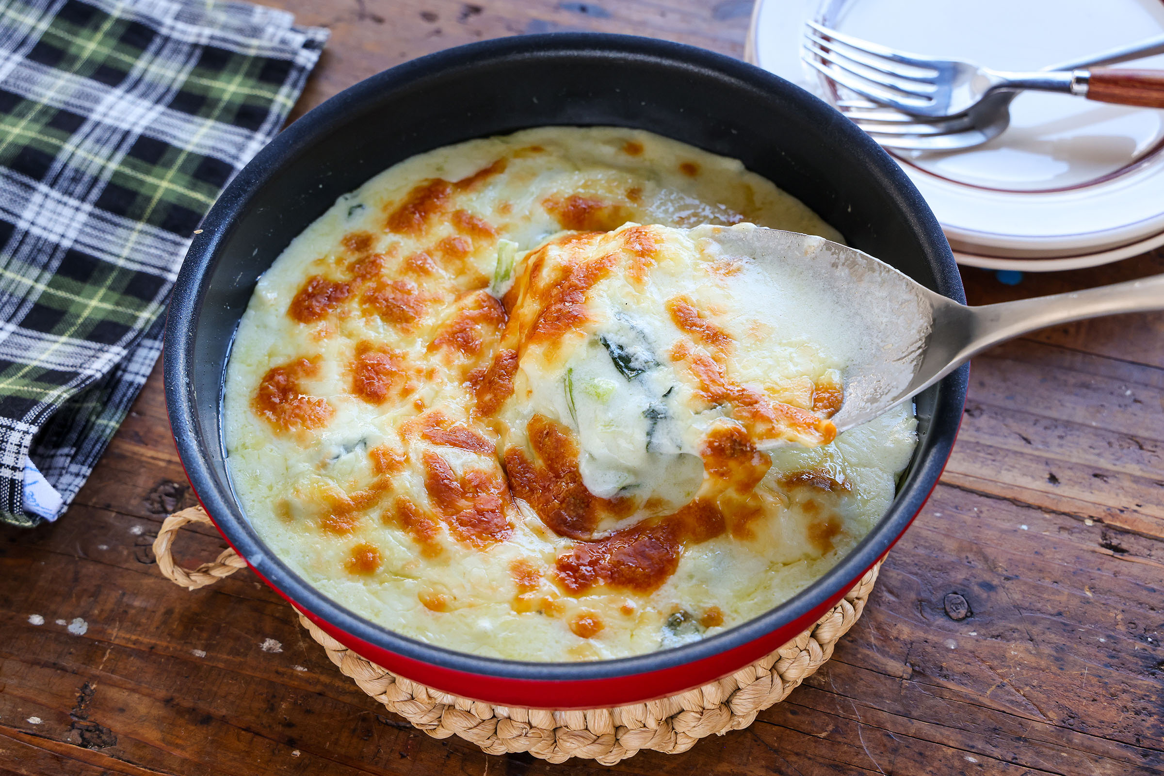 チキンと小松菜のグラタンの出来上がり写真