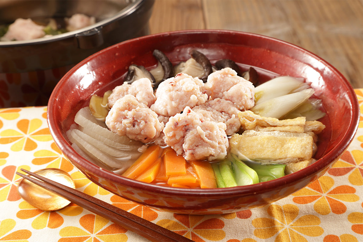 ぷりぷりいか団子と野菜のお鍋