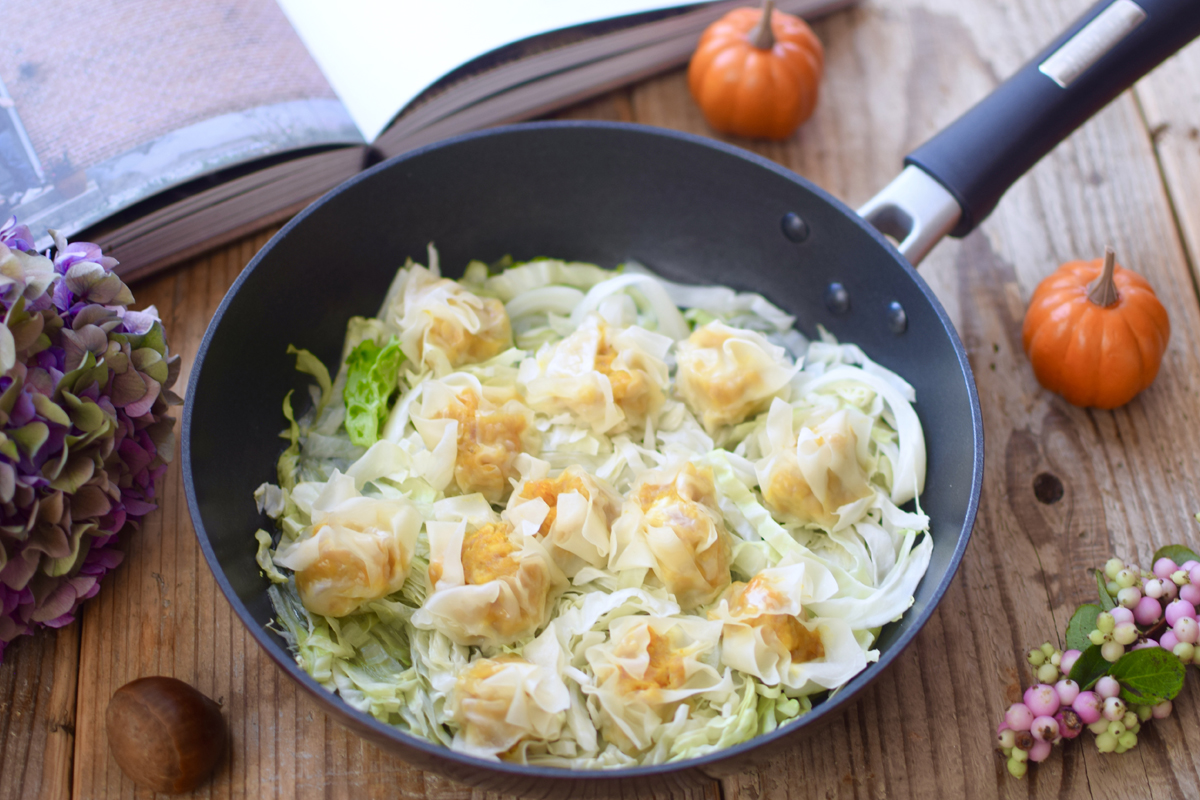 かぼちゃとクリームチーズのシュウマイの出来上がり写真