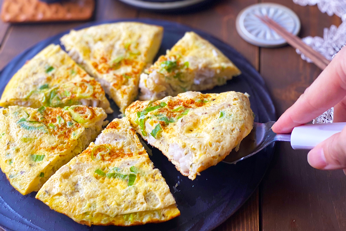 鱈マヨオムレツの盛り付け写真