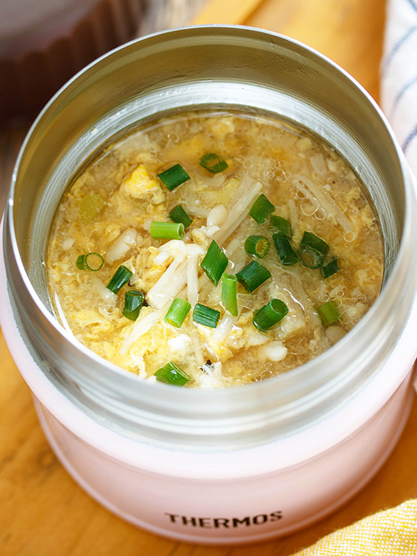 えのき入りかき玉スープ スープジャーレシピ レシピ サーモス 魔法びんのパイオニア