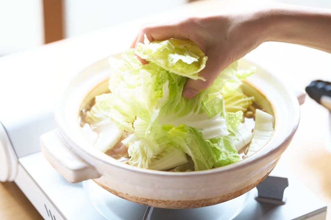 最後に、白菜の葉の部分をふんわりと上に乗せます